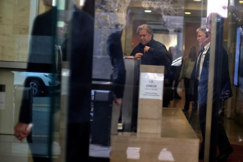 Former White House chief strategist Steve Bannon arrives to testify in the criminal trial of Roger Stone, former campaign advisor to U.S. President Donald Trump, on charges of lying to Congress, obstructing justice and witness tampering at U.S. District Co