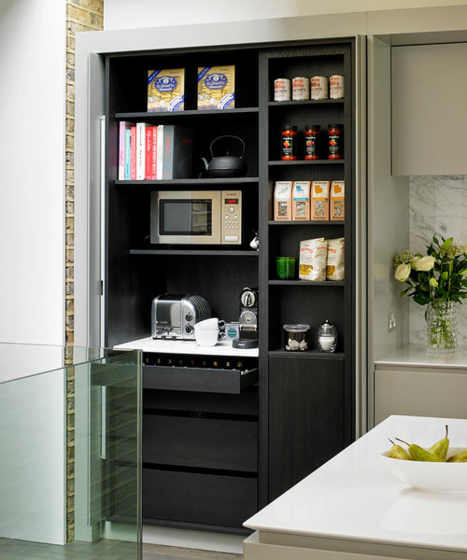 11. Incorporate a coffee station into a pantry or larder cupboard