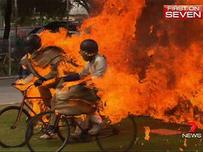 <p>Bike stunt goes horribly wrong</p>