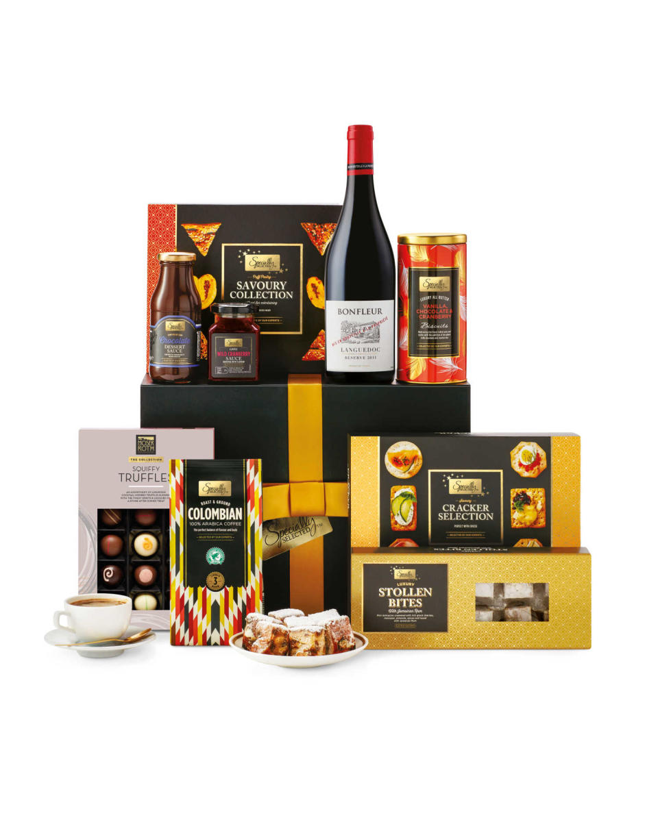 <p>At just under £30, the Specially Selected Treats hamper represents fantastic value. Shoppers will get a box of stollen bites and some ‘squiffy’ truffles, as well as a box of crackers for your cheese and another of savoury biscuits. </p>