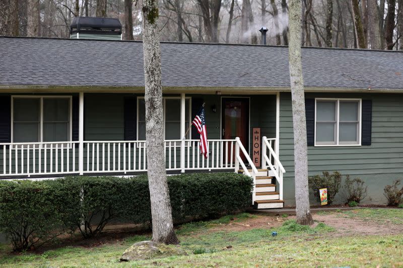 A general view of Robert Aaron Long's house following the deadly shootings at three day spas, at Creek Hollow, Woodstock