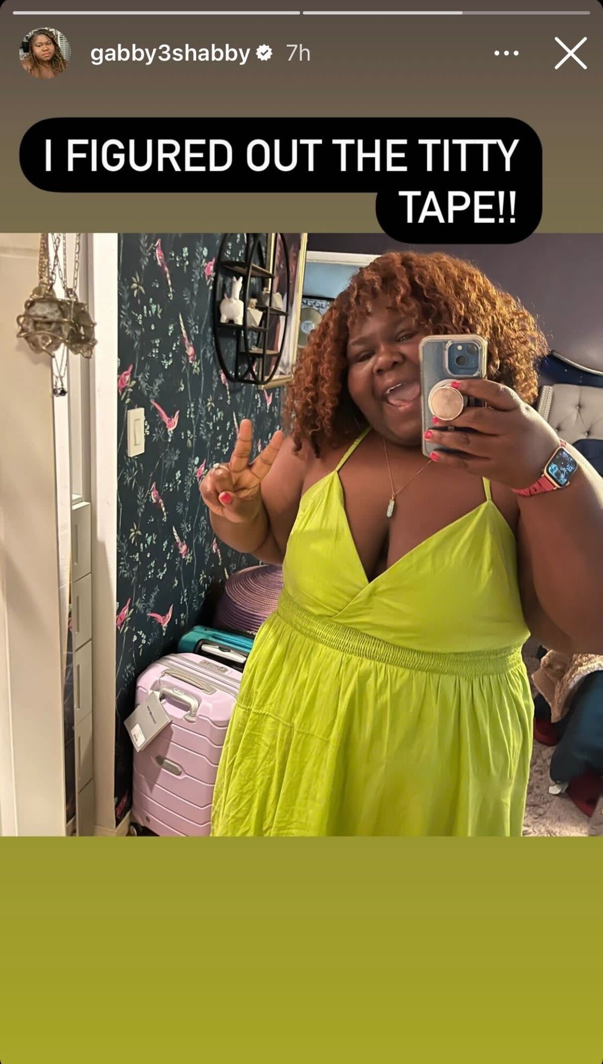 Gabourey Sidibe rejoices after figuring out how to use boob tape correctly (Instagram/Gabourey Sidibe)