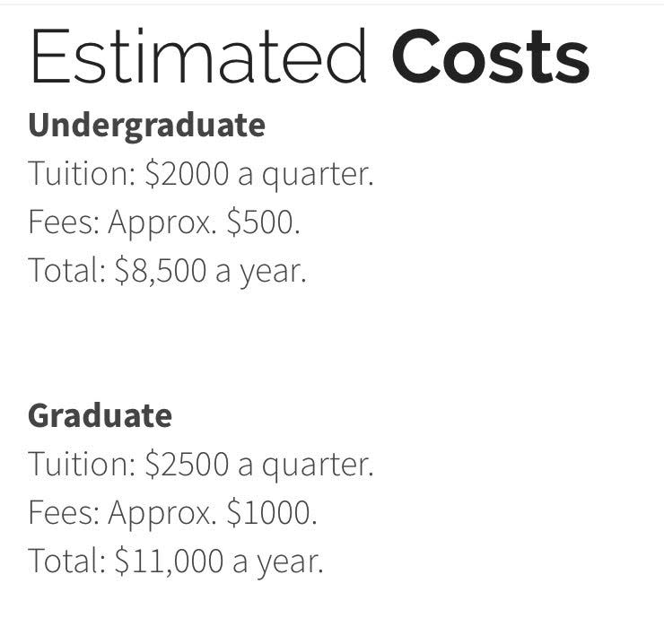 Tuition costs shown on the website of the University of Farmington, a fake university created by investigators with ICE, which is part of the Department of Homeland Security. More than 600 students had enrolled at the university, said federal prosecutors.