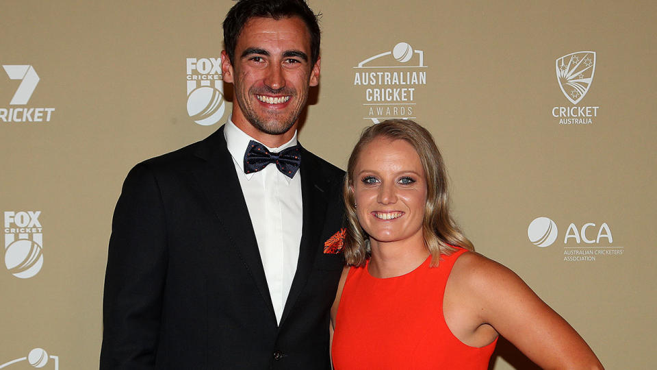 Mitchell Starc and Alyssa Healy. (Photo by Graham Denholm/Getty Images)