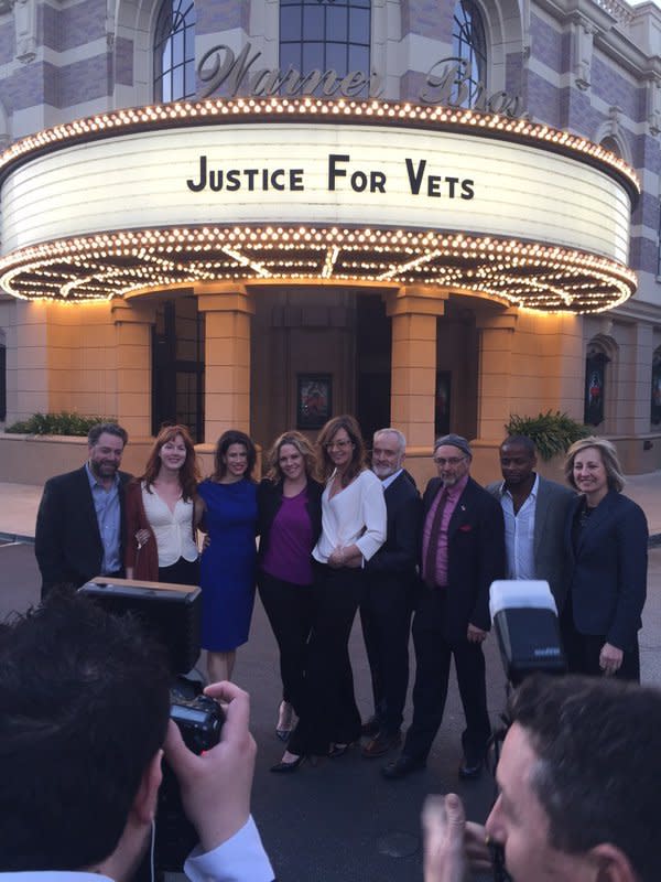 Bradley Whitford, with his fellow “West Wing” castmembers including Allison Janney, Richard Schiff, Dulé Hill, and Mary McCormack to film a PSA to support Justice for Vets: “Amazing night. #justice4vets PSA premiere with #WestWing cast. Please check out @Justice4Vets. Save some lives.” -@WhitfordBradley