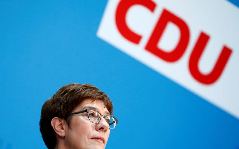 FILE PHOTO: Germany's Christian Democratic Union (CDU) leader, Annegret Kramp-Karrenbauer, attends a news conference in Berlin