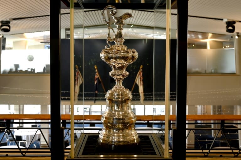 The America's Cup trophy on display at the Royal New Zealand Yacht Squadron in Auckland (William WEST)