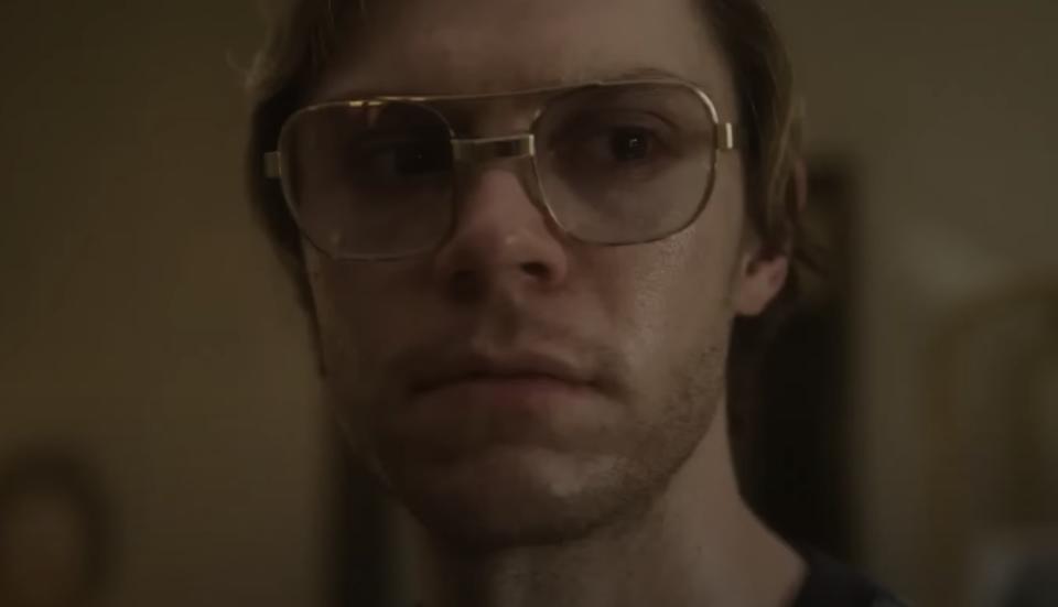 In a scene from Netflix's Dahmer — Monster: the Jeffrey Dahmer Story, the titular character is seen staring ominously