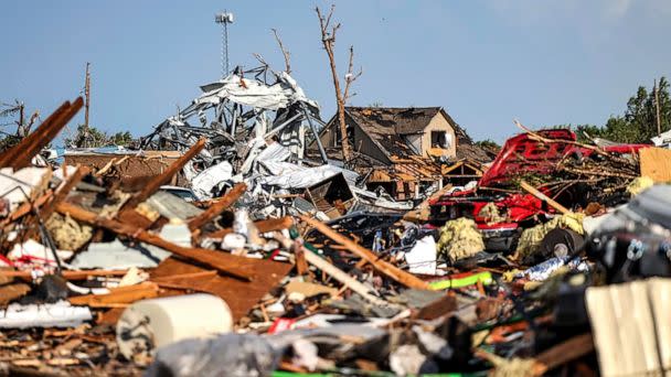 PHOTO: Debris covers a residential area in Perryton, Texas, June 15, 2023, after a tornado struck the town. (David Erickson/AP)