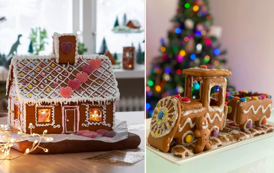 Gingerbread house and train