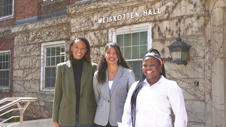 Isabelle Thenor-Louis (left), Samantha Williams (middle), and Angelina Ellis (right) are medical students at Upstate Medical University. The three students are promoting medical school diversity.