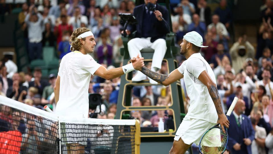 Kyrgios defeated Tsitsipas in their heated third-round match at Wimbledon. - Hannah Mckay/Reuters