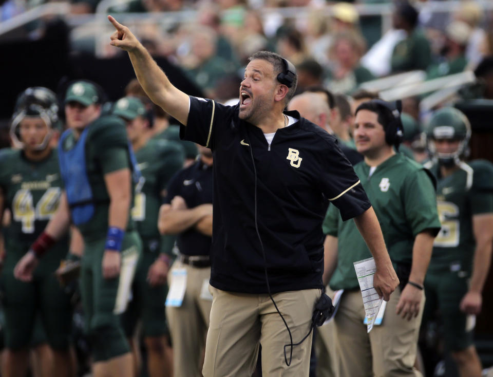 Baylor head coach Matt Rhule didn’t have many answers after his team’s loss to Liberty in his debut. (AP)