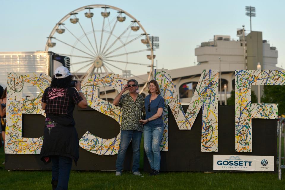 Attendees pose for photos during the 2022 Beale Street Music Festival at the Fairgrounds at Liberty Park.