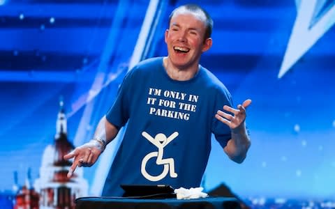 Comedian Lee Ridley, whose celebral palsy means he is unable to speak, uses a voice synthesizer for his act