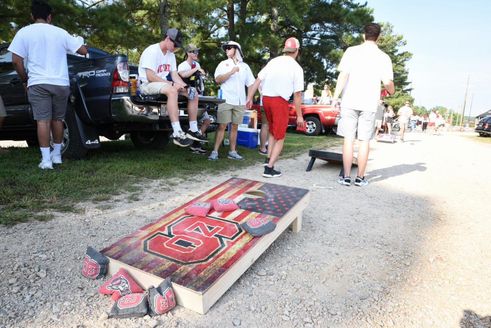 North Carolina State Wolfpack fans tailgate prior to a college football game between NC State and Georgia State on Sept. 08, 2018. (Michael Berg/Icon Sportswire via Getty Images)