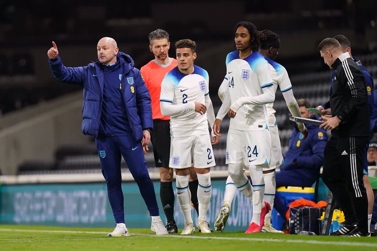 Lee Carsley, left, shuffled his resources as his side were beaten by Croatia (Adam Davy/PA) (PA Wire)