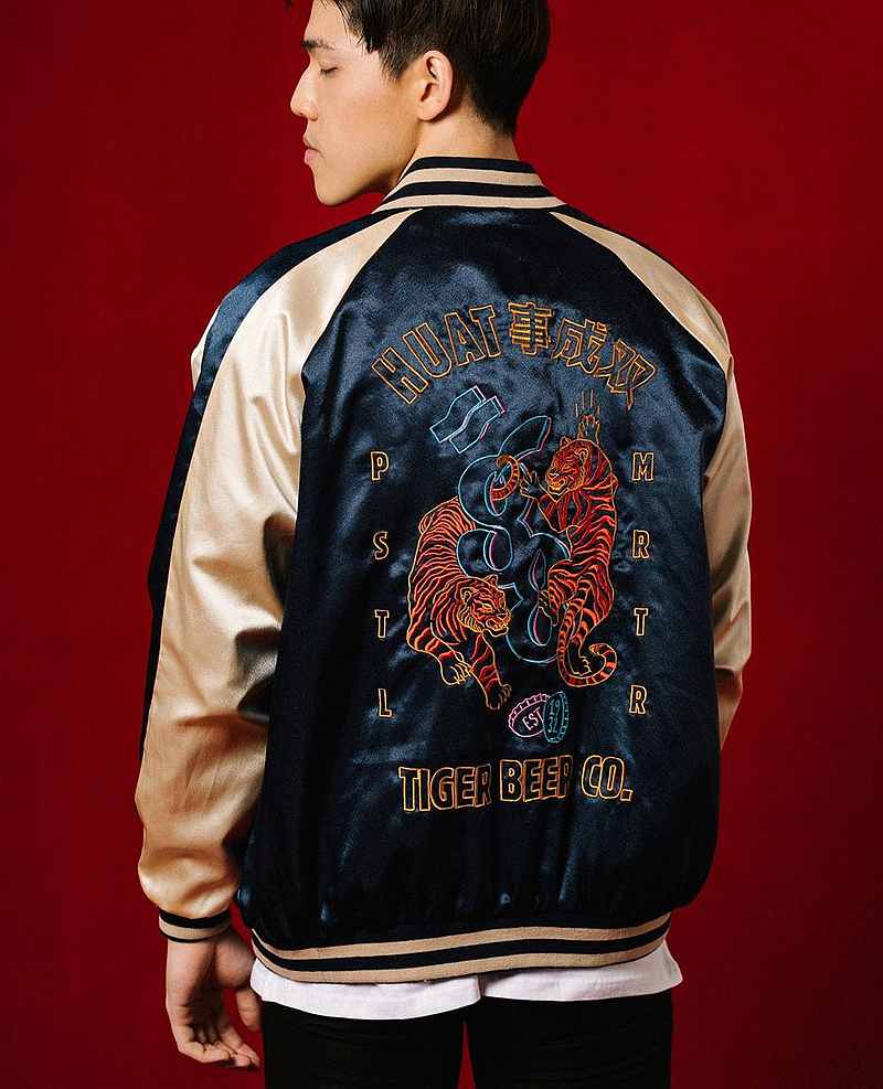 PMC x Tiger 88 Double The Huat Sukajan Jacket Navy, RM388. — Picture from Pestle &amp; Mortar