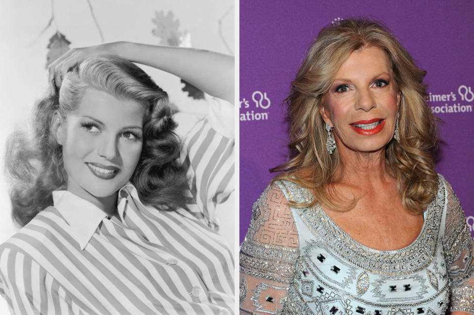 Side-by-side of Rita Hayworth and Princess Yasmin Aga Khan