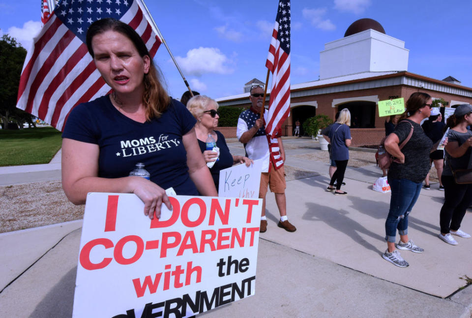 A co-founder of Moms for Liberty, the fast-growing parental rights group that has endorsed school board candidates in Florida, has said she opposes the newly passed social media ban for kids under 16. (Getty Images)