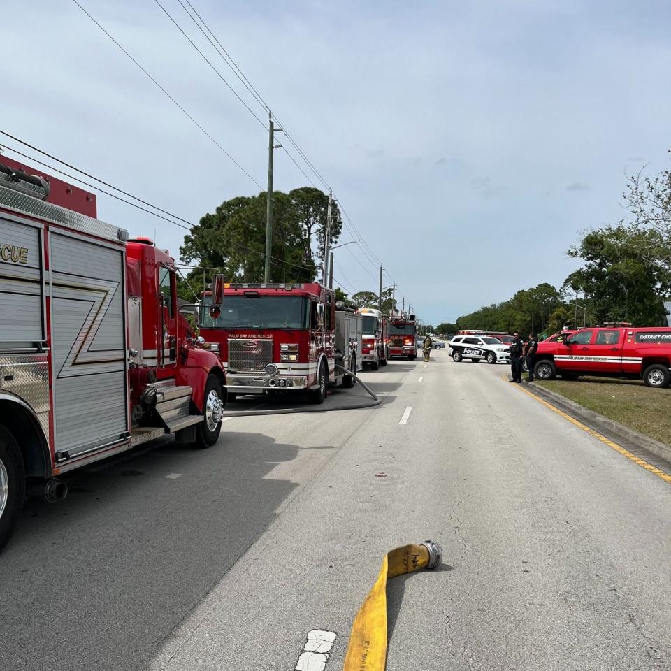 Palm Bay Fire Rescue said it received reports of the fire Tuesday afternoon on Emerson Drive.