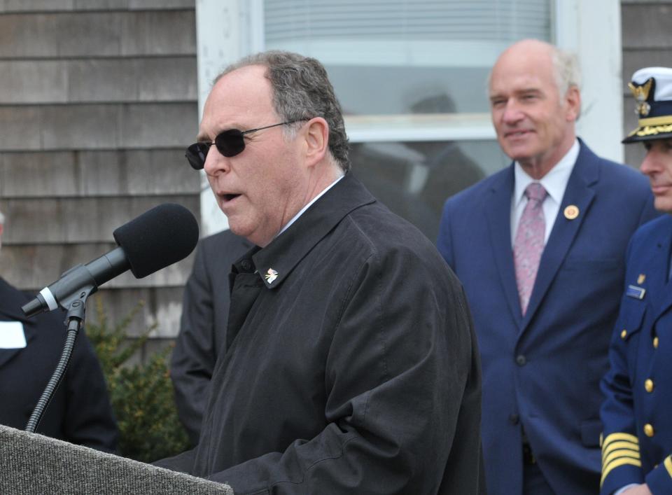 Falmouth Town Manager Julian Suso spoke in 2016 when the town and the U.S. Coast Guard marked the start of a license agreement to maintain and operate Nobska Light.