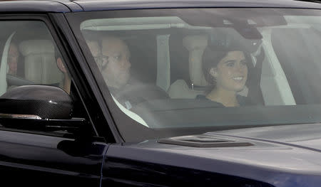 Princess Eugenie and Jack Brooksbank arrive at Windsor Castle a day ahead of their wedding in Windsor, Britain, October 11, 2018. REUTERS/Darren Staples