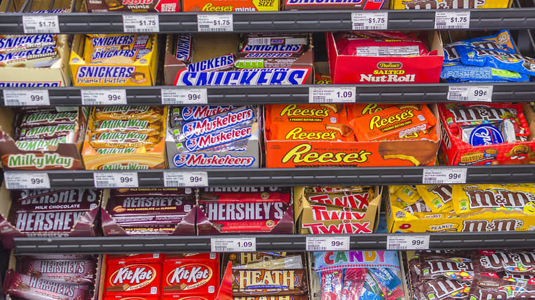 various candy bars for sale