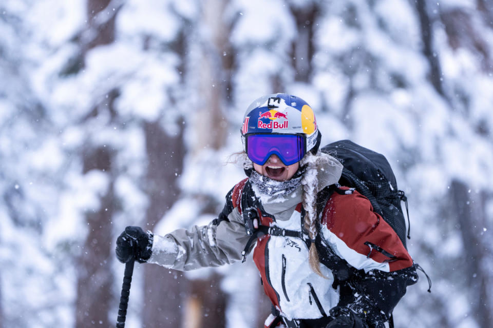 Michelle Parker skiing powder, west shore Lake Tahoe, March 3, 2023<p>Photo: Ming Poon/Red Bull Content Pool</p>