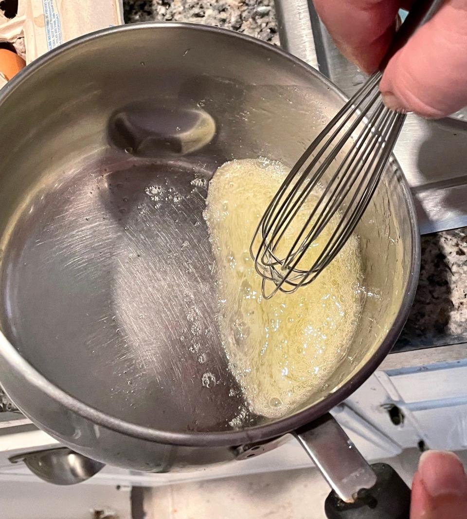 Making the Avgolemono for Anneta's Dad's Avgolemono Soup