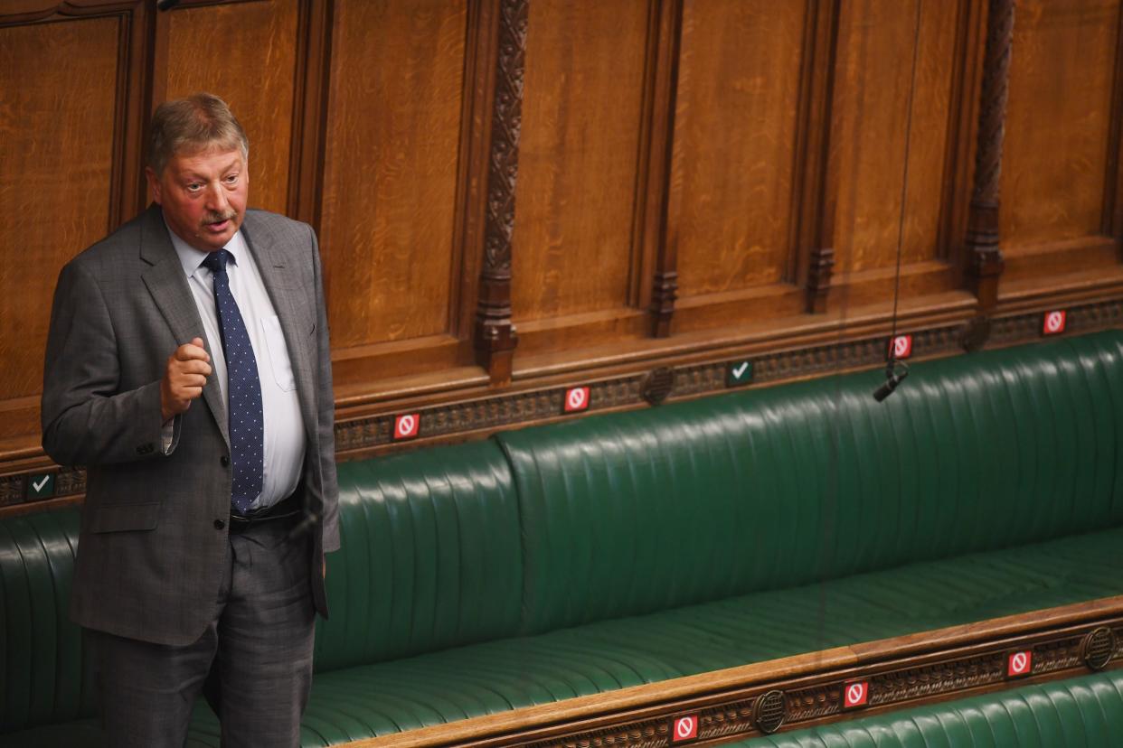 DUP politician Sammy Wilson addresses the house of commons (PA)