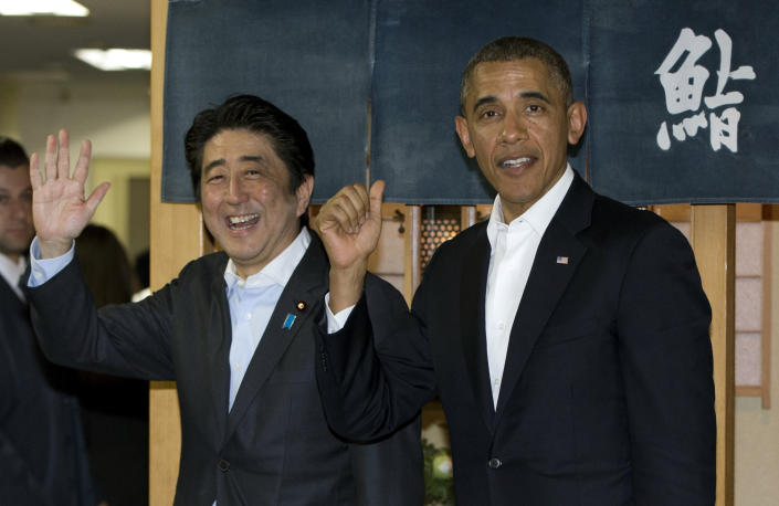 Japanese Prime Minister Shinzo Abe and President Obama in 2014.