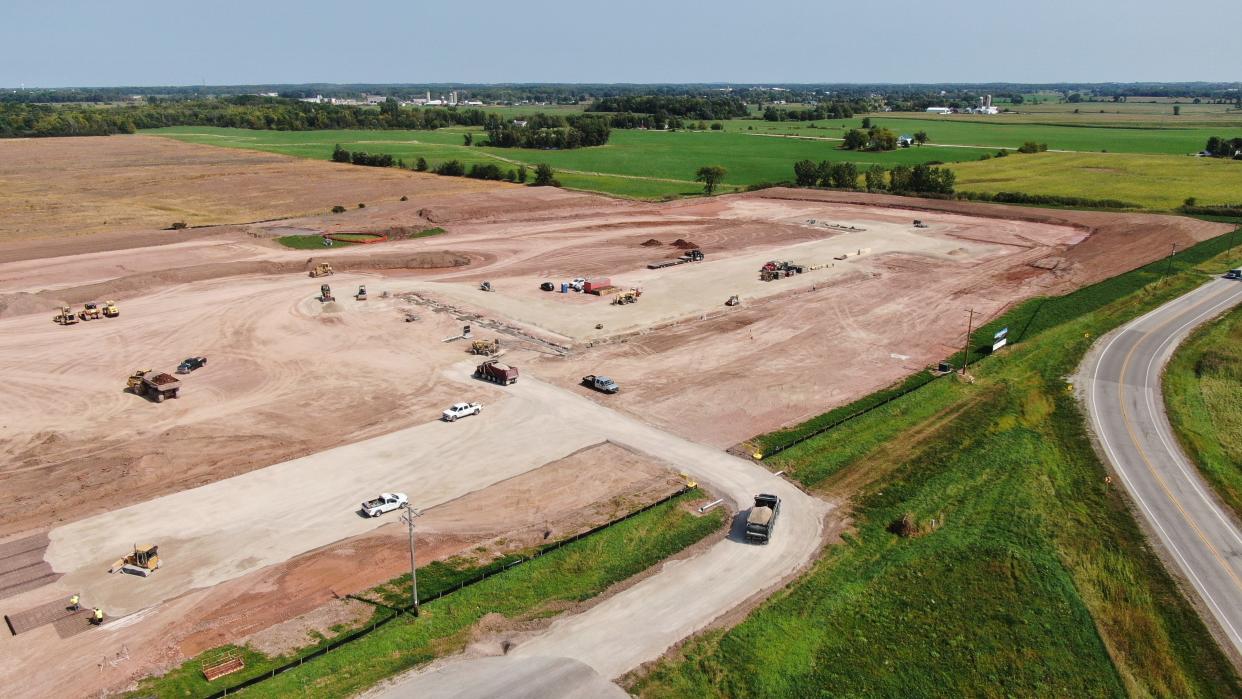 A September 2022 aerial image taken as site work began on Carnivore Meat Co.'s $55 million expansion on Green Bay's far east side.