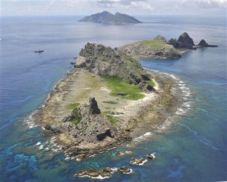 The city government of Tokyo's survey vessel sails around a group of disputed islands known as Senkaku in Japan and Diaoyu in China in the East China Sea in this September 2, 2012 file photo provided by Kyodo. Mandatory credit REUTERS/Kyodo/Files
