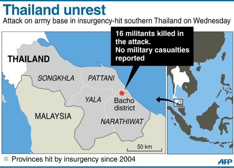 Graphic showing the insurgency-hit provinces of southern Thailand