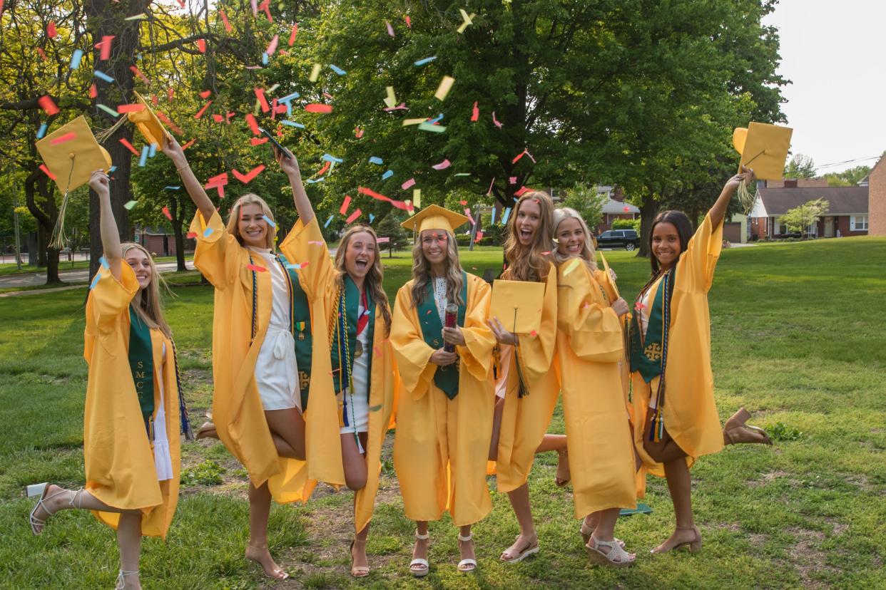 A few of St. Mary Catholic Central High School's 2023 graduates are shown right after the ceremony. SMCC's 2024 graduation ceremony is Sunday.