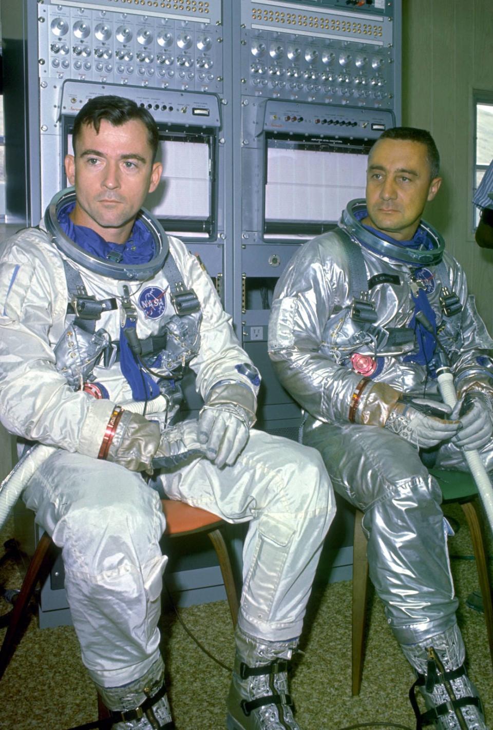 Astronauts John Young (left) and Gus Grissom