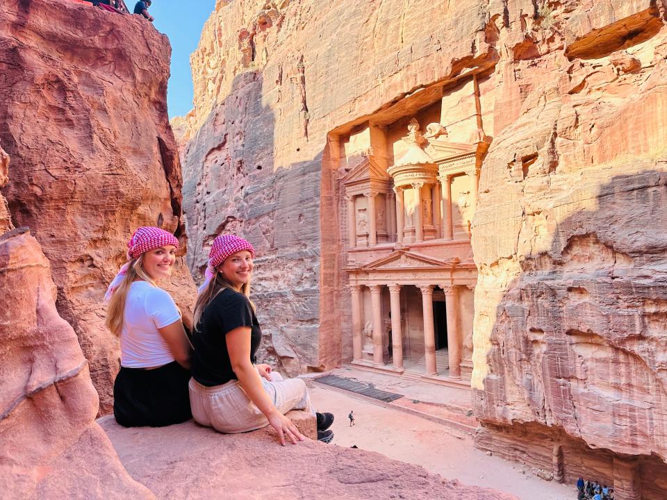 Jordan Carlyle and Christen Puckett in Petra, Jordan.