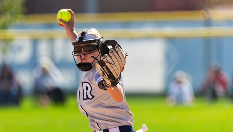 Ridgeline pitcher Brielle Gardiner, shown here in a game earlier this season, led her team to a win over Orem in the 4A state tournament on Thursday.