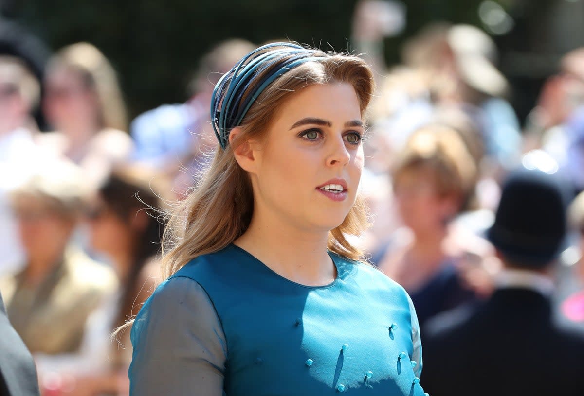 Princess Beatrice arrives at St George’s Chapel at Windsor Castle before the wedding of Prince Harry to Meghan Markle on May 19, 2018 (Getty Images)