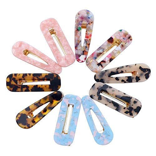 24) 10 Pcs Acrylic Resin Hair Barrettes Fashion Geometric Alligator Hair Clips for Women and Ladies Hair Accessories