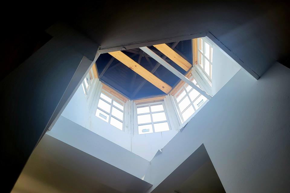 Lights shines through the penthouse cupola on Wednesday, May 22, 2024, at the Inn at Marysville Park.