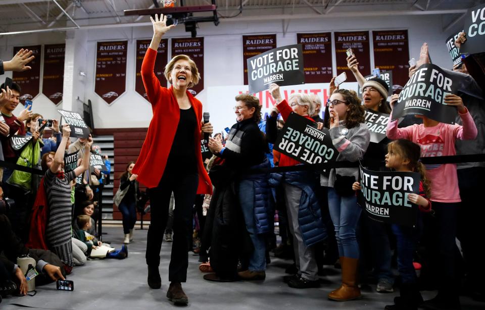 Sen. Elizabeth Warren (D-Mass.) does not do as well with independent voters, who make up 42% of New Hampshire's electorate. (Photo: Matt Rourke/Associated Press)