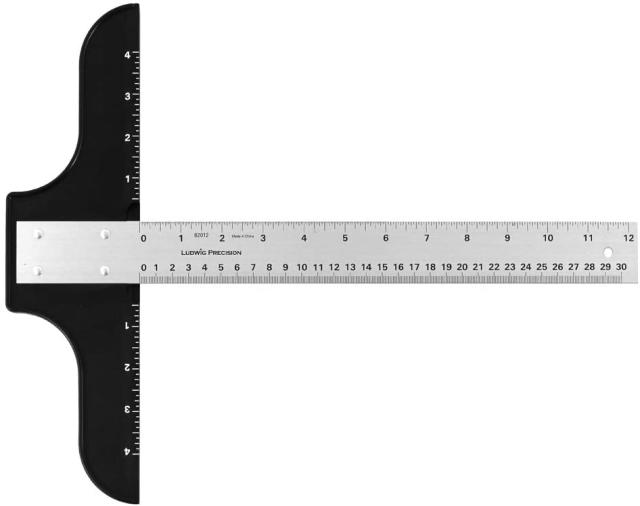 Wooden T Square Ruler Tool With Inch And Centimeter Measures Stock