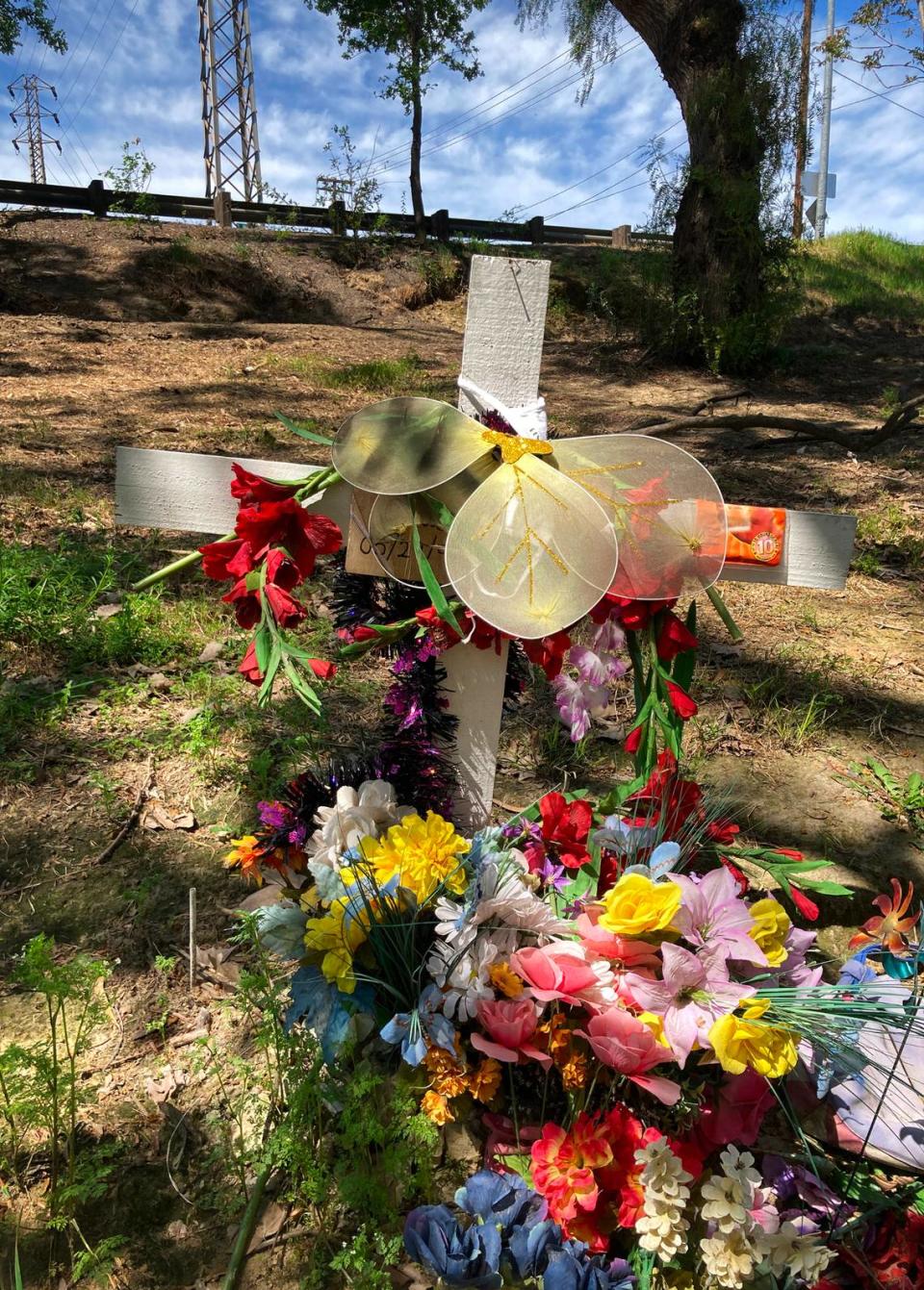 A memorial for 27-year-old Christine Chavez at the former Beard Brook Park which is now Gallo Winery property in Modesto, Calif., Friday, April 12, 2024.
