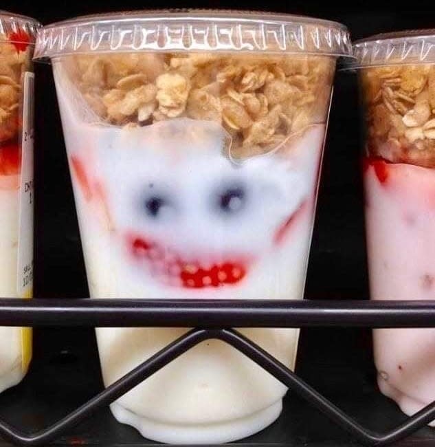 A face on a parfait