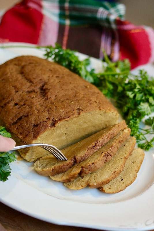 <p>The Cheeky Chickpea</p><p>This is the best vegan seitan turkey—moist and flavorful with the perfect chew. Serve for your holiday main course with gravy or sliced as deli meat for your favorite veggie sandwich.</p><p><strong>Get the recipe: <a href="https://thecheekychickpea.com/vegan-turkey/" rel="nofollow noopener" target="_blank" data-ylk="slk:Vegan Seitan Turkey;elm:context_link;itc:0;sec:content-canvas" class="link rapid-noclick-resp">Vegan Seitan Turkey</a></strong></p>