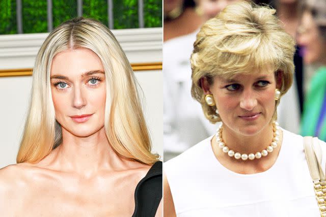 <p>Michael Buckner/Getty; Julian Parker/Getty</p> Elizabeth Debicki in 2023; Princess Diana in 1996