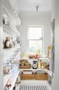 <p>Open shelving and beadboard paneling are both practical and attractive in this pantry. </p>