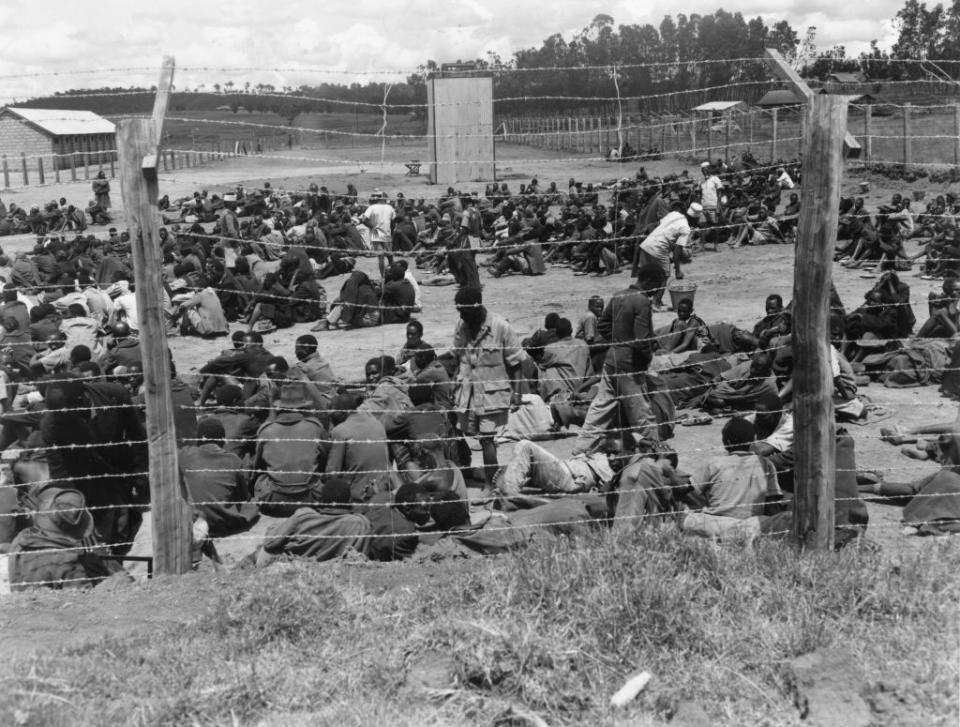 In 1952 Mau Mau suspects in a prison camp in Kenya.<span class="copyright">Stroud/Express/Getty Images</span>